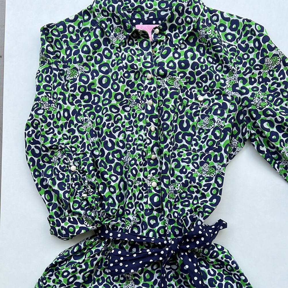 Lilly Pulitzer // Green and Blue Leopard Print Dress